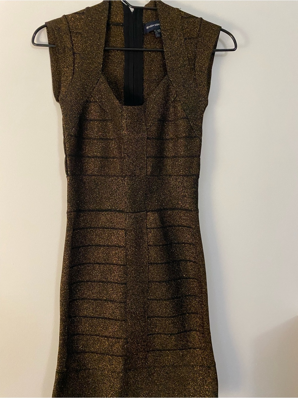 BCBGMAXAZRIA Gold Bandaid Dress